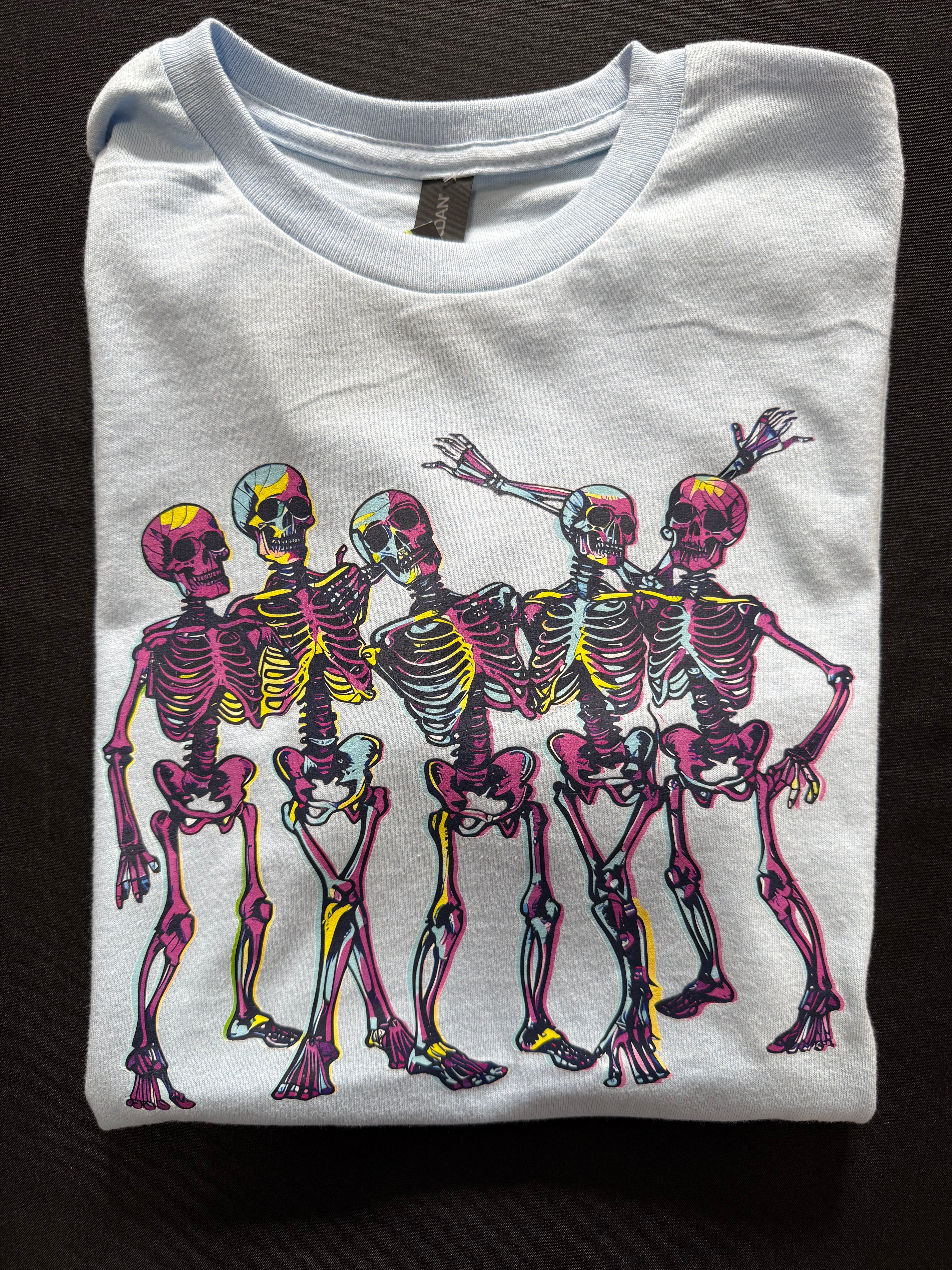 Colorful Dancing Skeleton Graphic T-Shirt