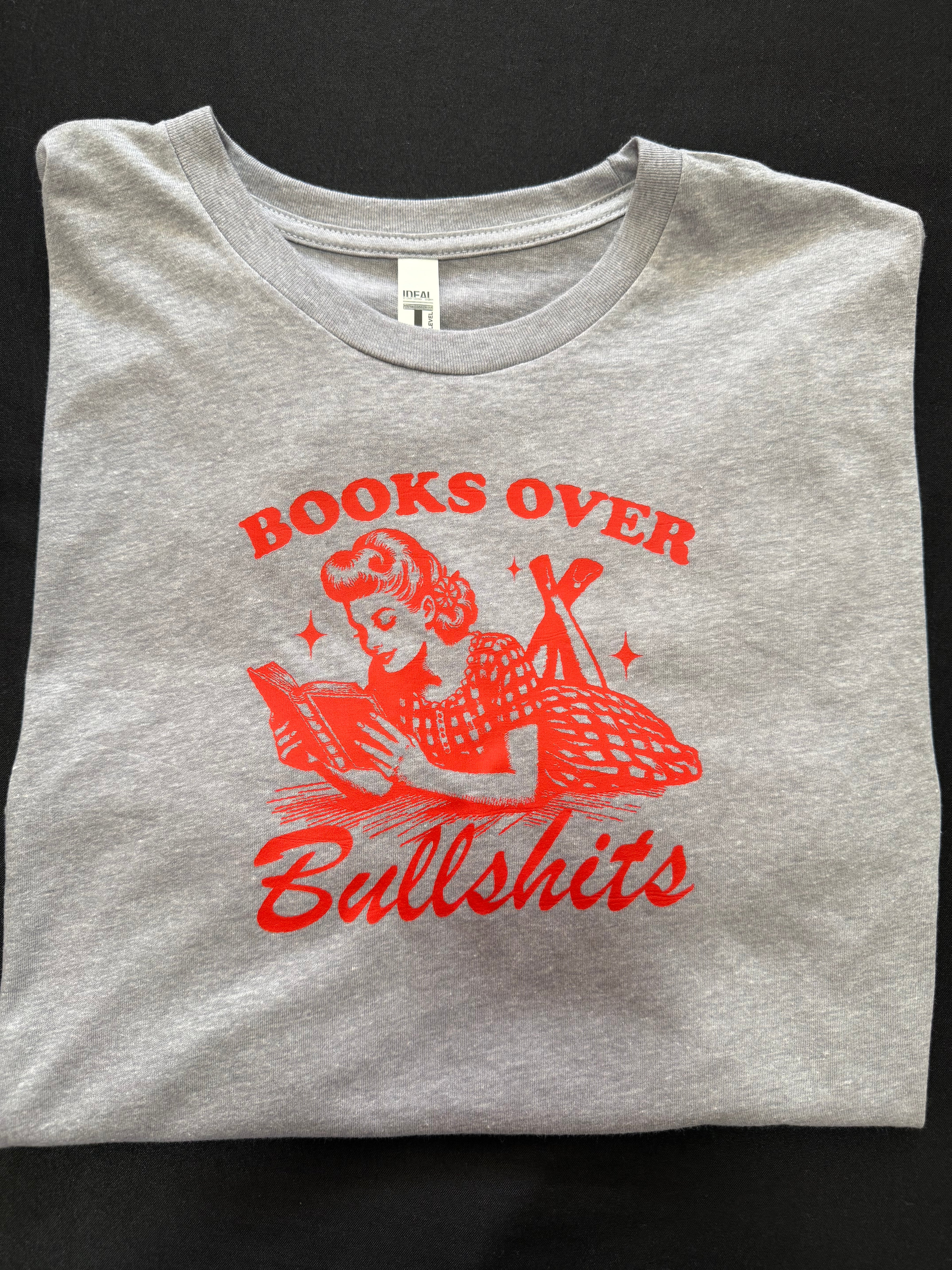 Books over bullish⭐️t graphic t CROP TOP