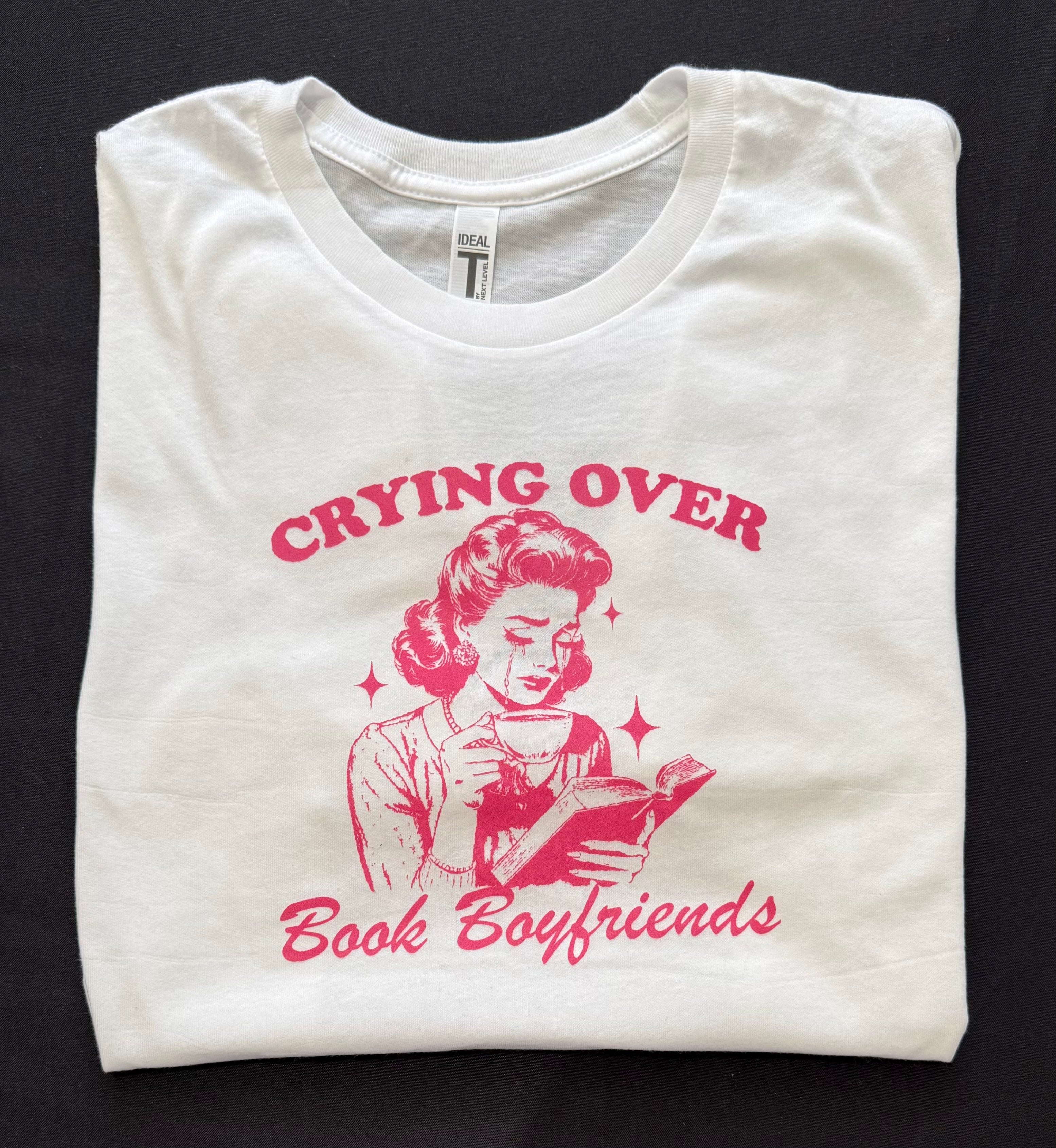 Crying over book boyfriend’s graphic T crop top