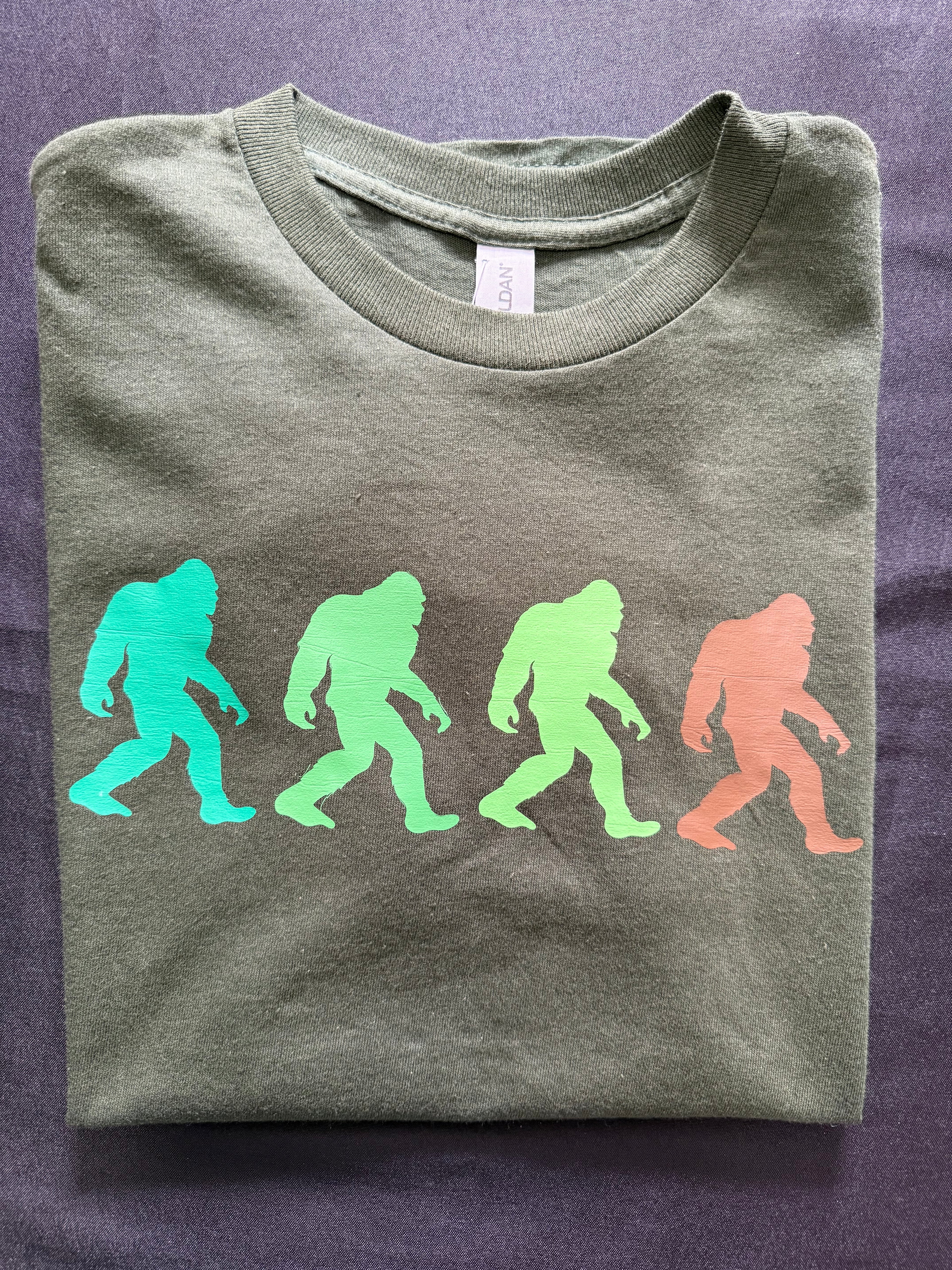 Colorful Bigfoot Silhouette Graphic T-Shirt