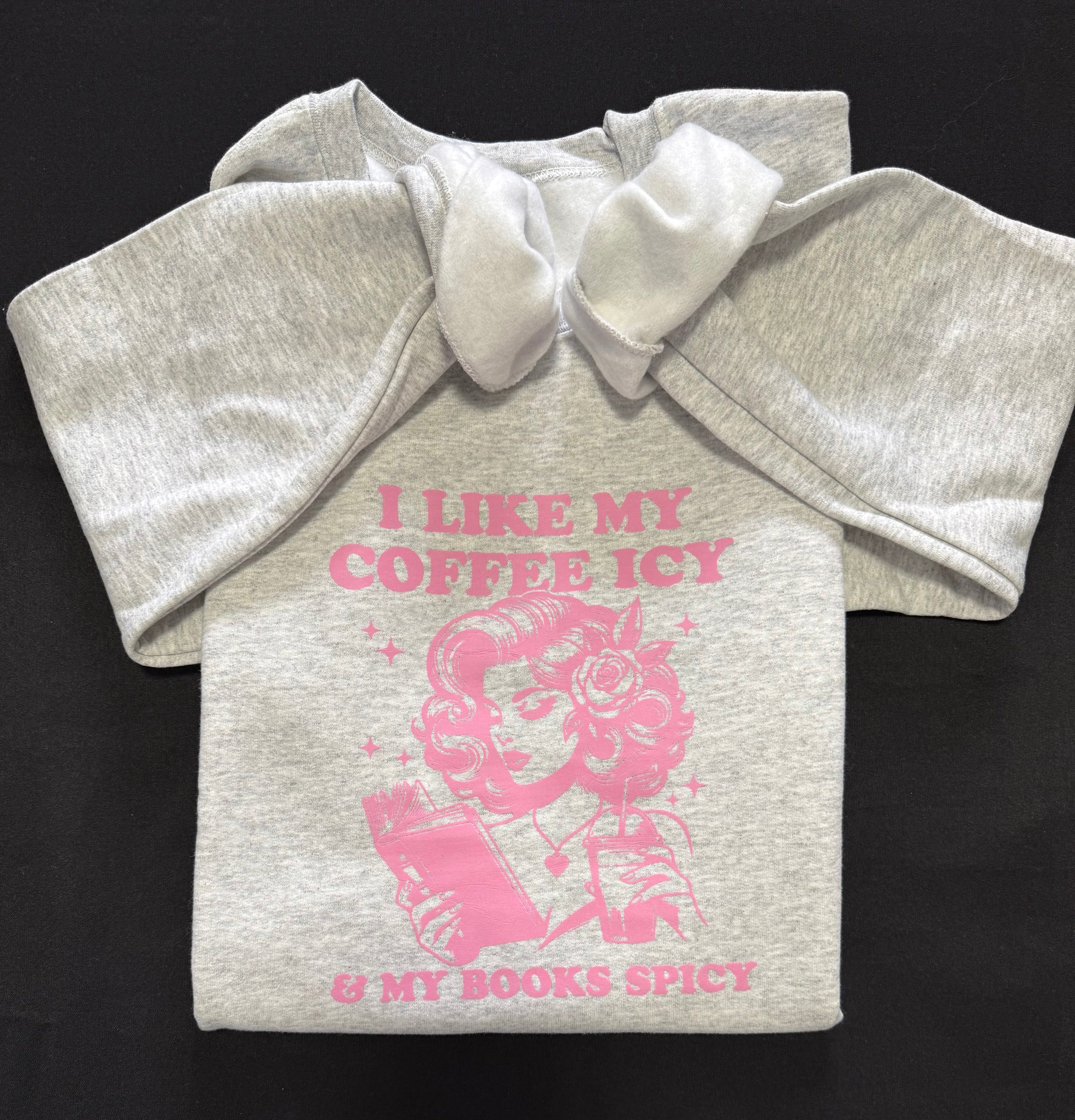 I Like My Coffee Icy And Books Spicy Vintage Sweatshirt