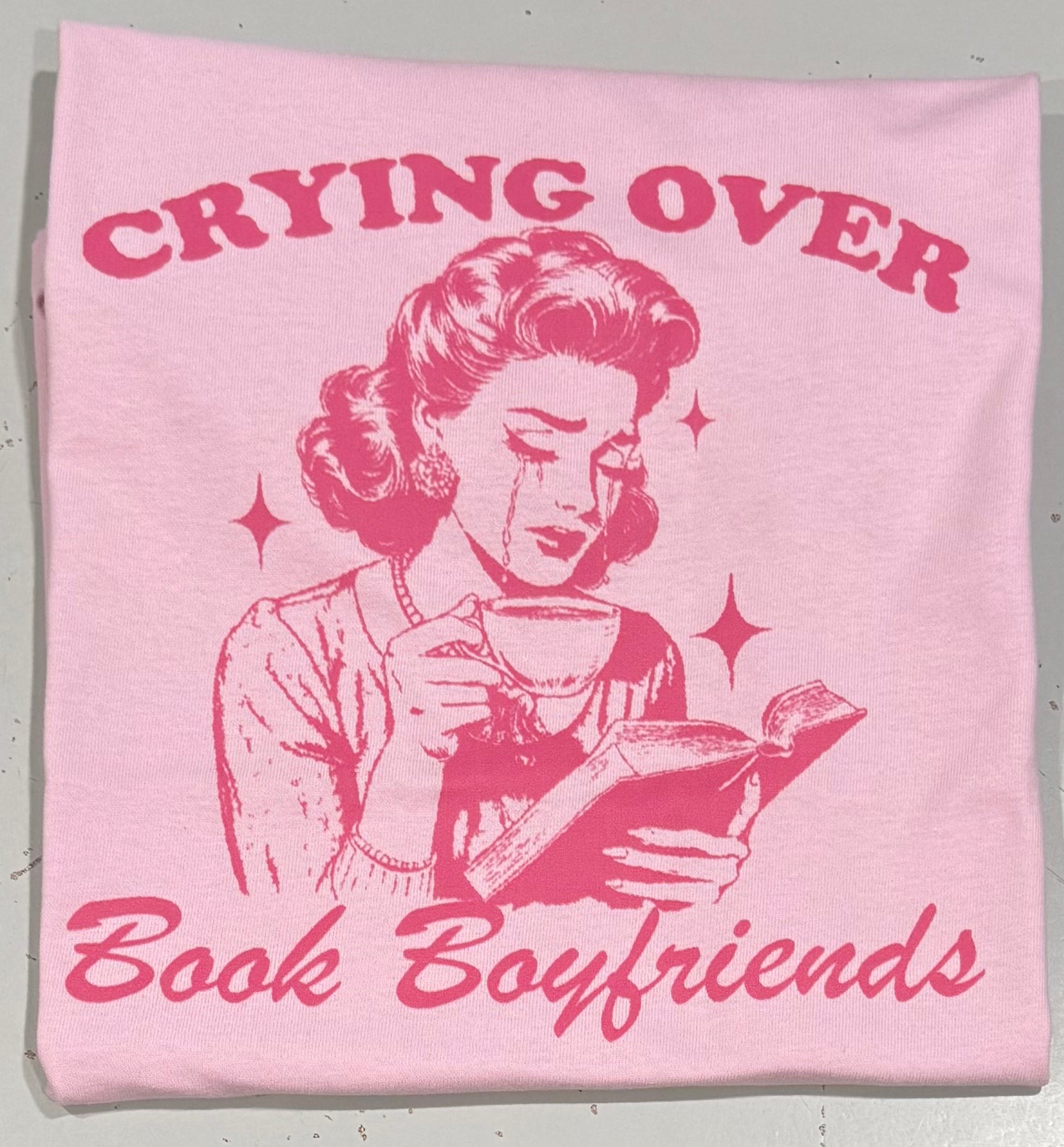 Crying over book boyfriends tshirt